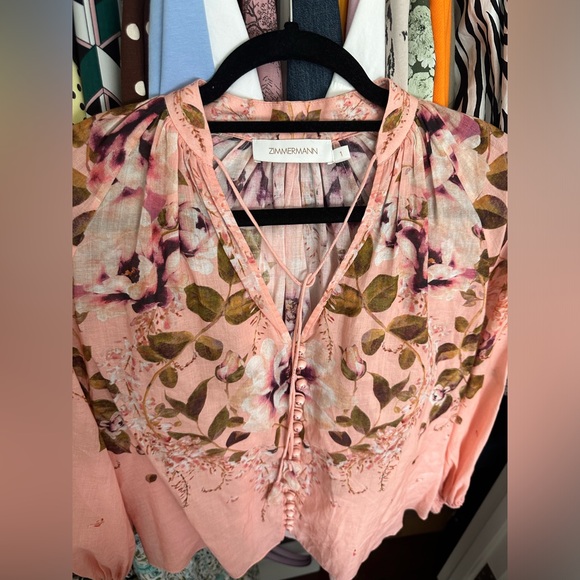 SOLD!! Zimmermann Women's Rosa Floral Tie-Neck Blouse Size 1 US 6-8 New - Picture 12 of 16